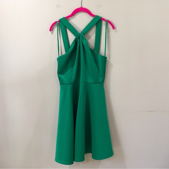 TED BAKER Freeda Fit&flare Dress Green Twist Halter neck Size 2 Women’s - Picture 2 of 7